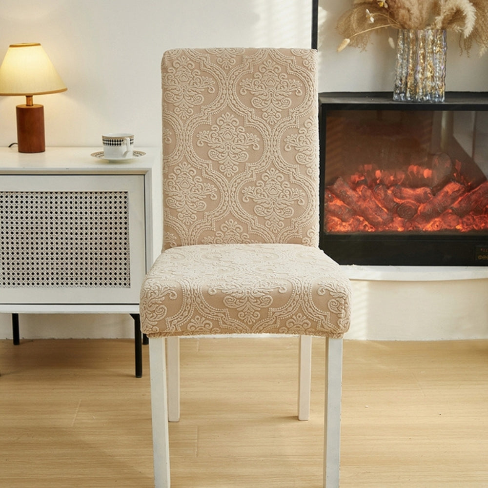 Jacquard Damask Tailored Chair Seat Slipcover