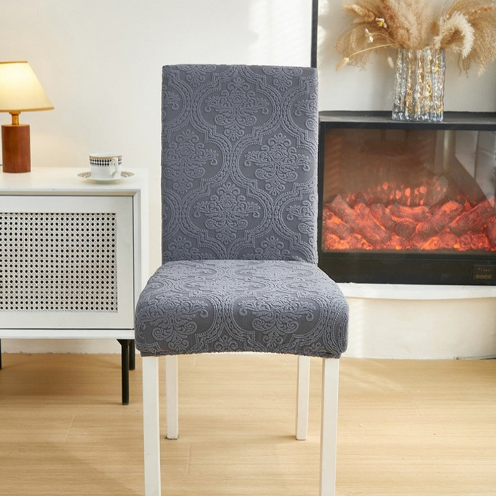 Jacquard Damask Tailored Chair Seat Slipcover