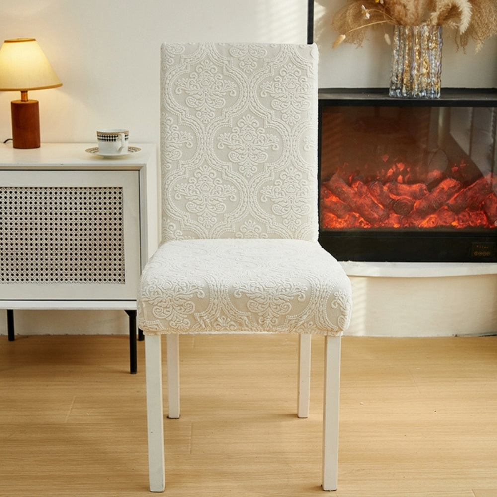Jacquard Damask Tailored Chair Seat Slipcover