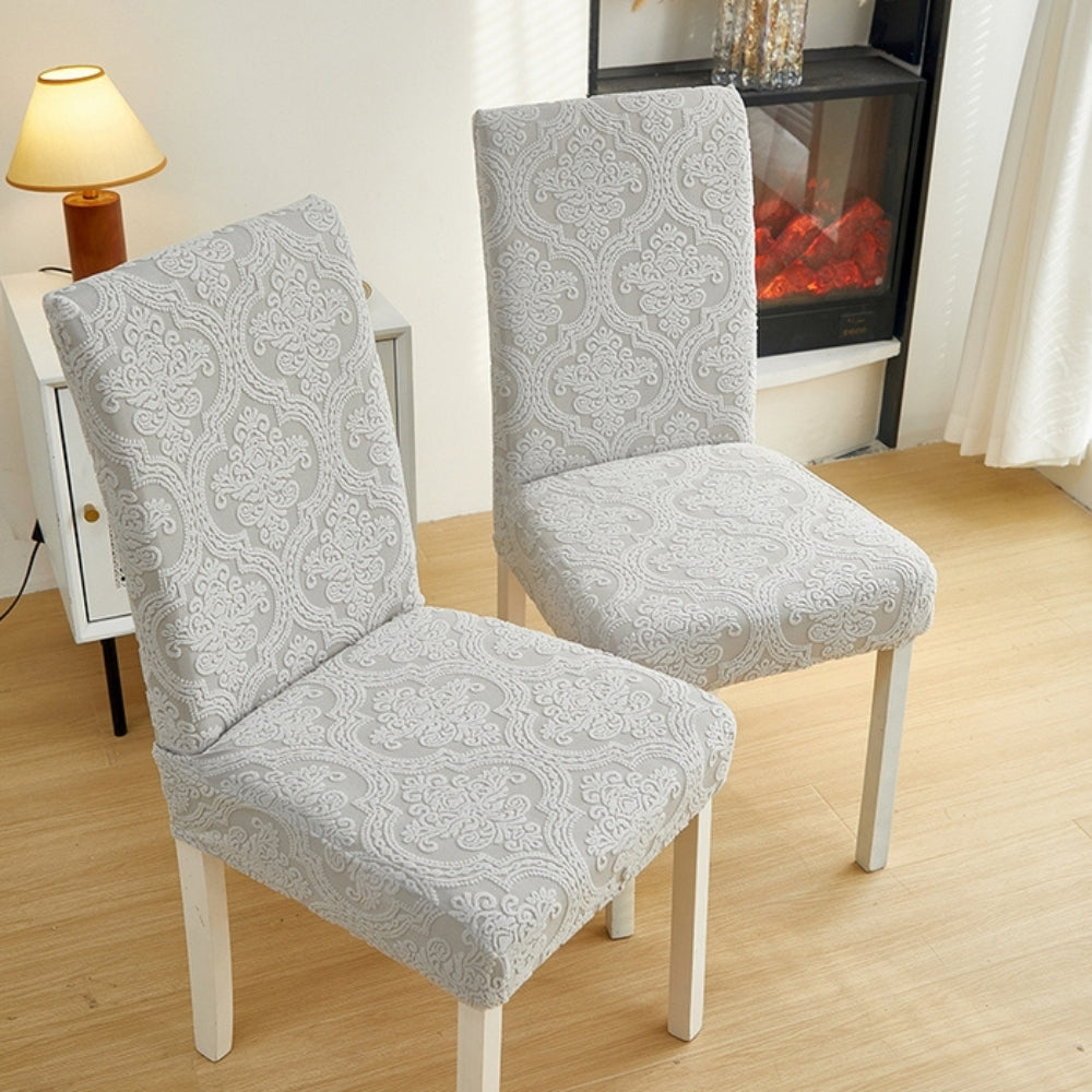 Jacquard Damask Tailored Chair Seat Slipcover