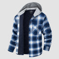 Men's Flannel Shirt Jacket with Hood Long Sleeve Quilted Lined Plaid Coat Button Down Thick Hoodie Outwear Winter