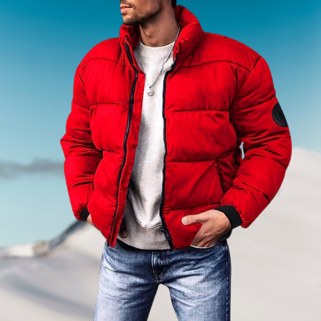 Thomas Quilted Puffer Jacket | Stand Collar Relaxed Fit Puffer Jacket