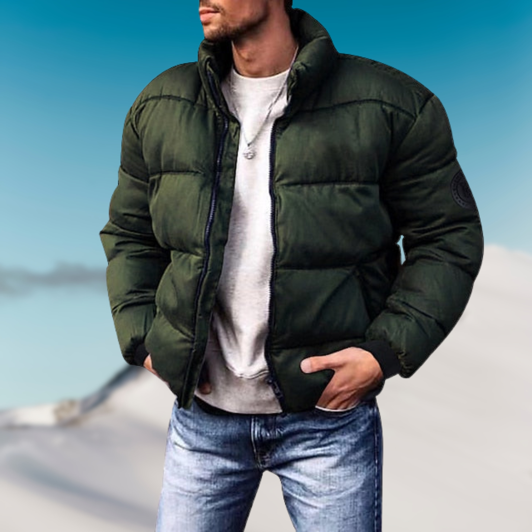 Thomas Quilted Puffer Jacket | Stand Collar Relaxed Fit Puffer Jacket