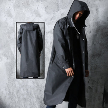 Men's waterproof long raincoat with hood