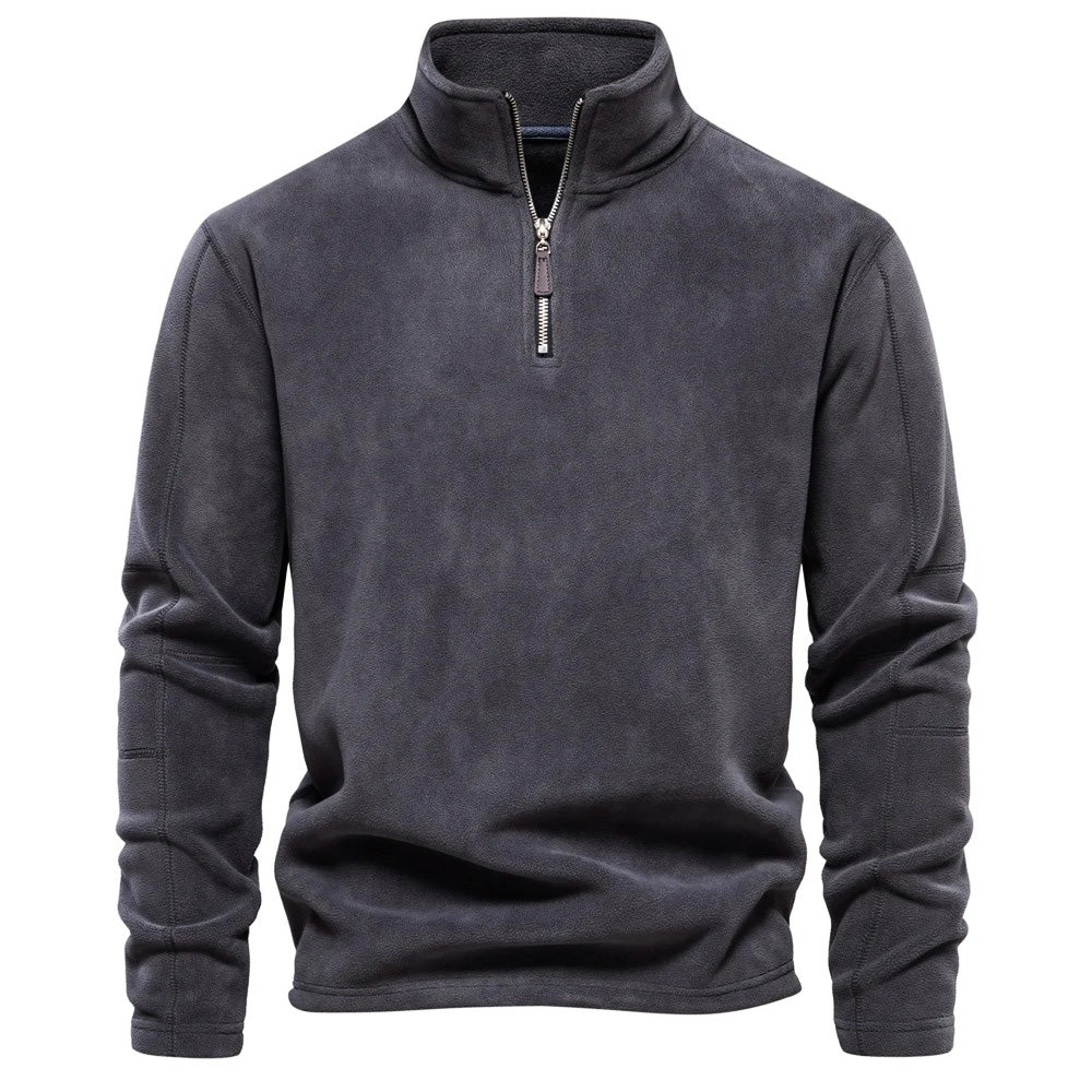 Men's stand collar half zip long sleeve sweater