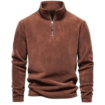 Men's stand collar half zip long sleeve sweater