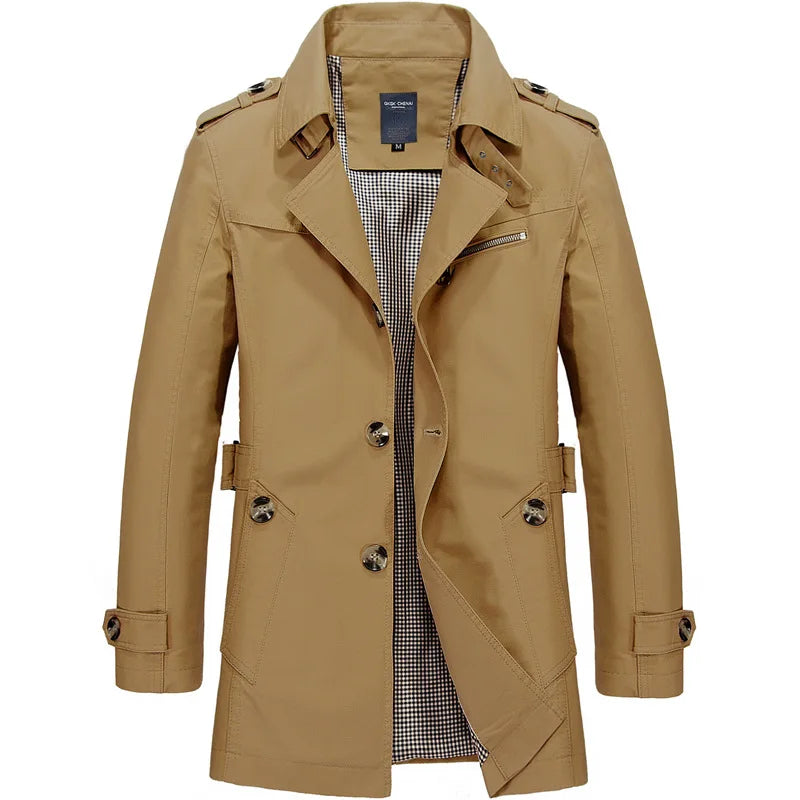 Men's classic double-breasted trench coat for timeless style