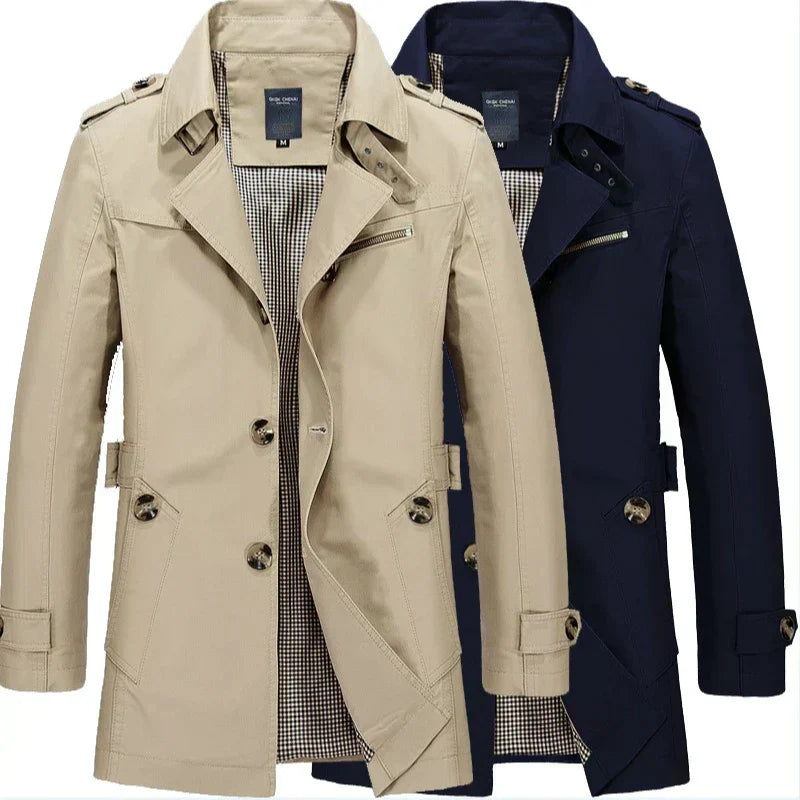 Men's classic double-breasted trench coat for timeless style