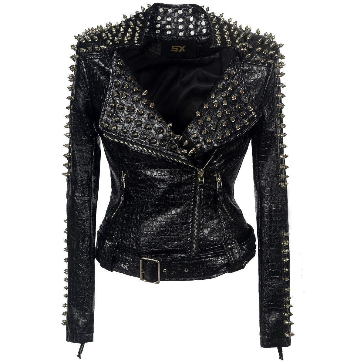 Women's punk rock studded leather jacket