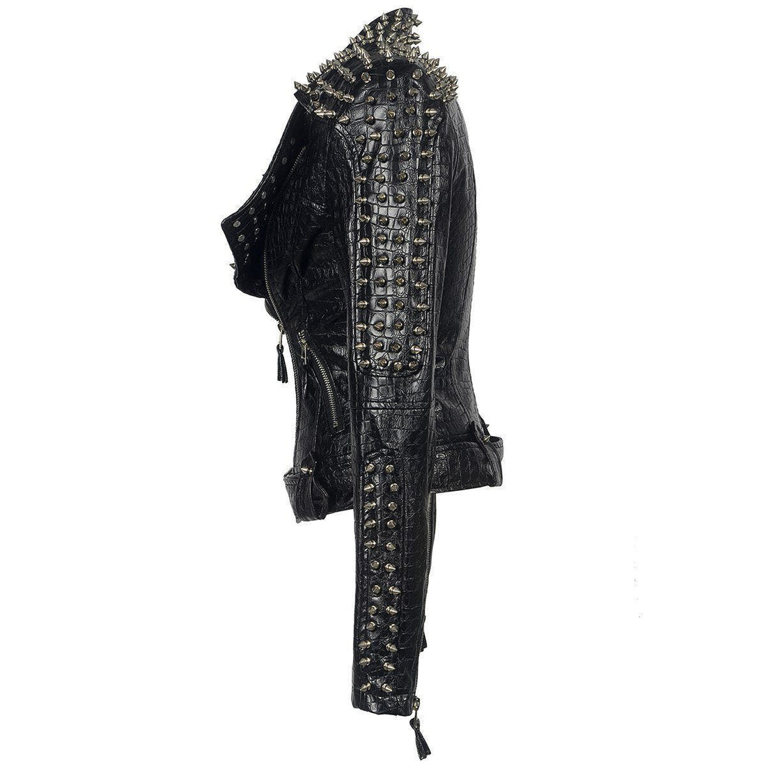 Women's punk rock studded leather jacket