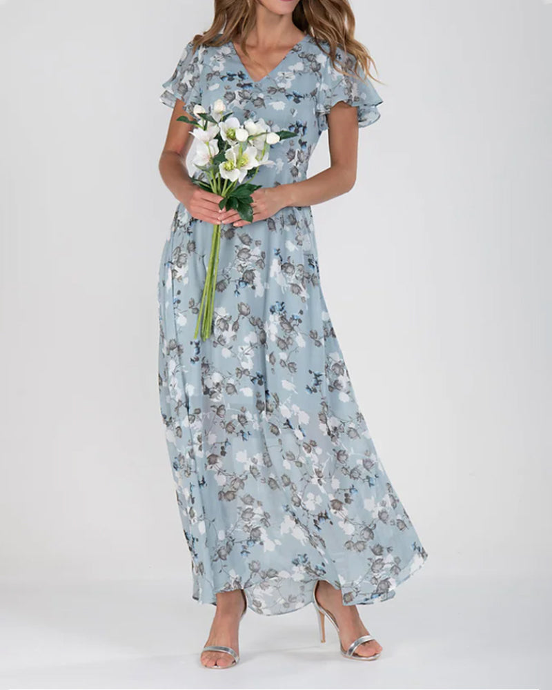 Women's floral chiffon maxi dress for romantic elegance