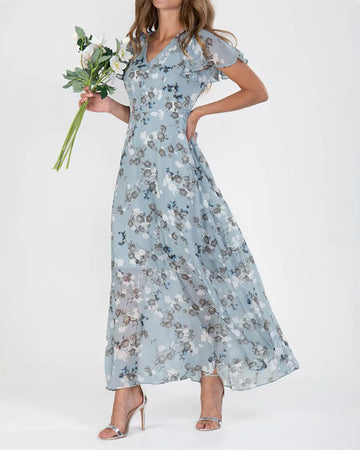 Women's floral chiffon maxi dress for romantic elegance