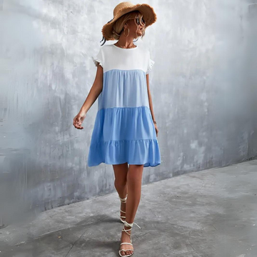 Women's Tiered Dress - Short Sleeve Ruffle - Flowy A-Line Casual Fit