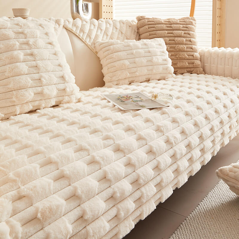 Minimalist Faux Fur High-Pile Sofa Cover