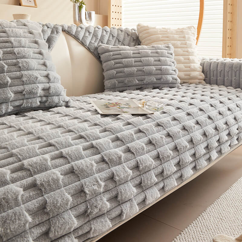 Minimalist Faux Fur High-Pile Sofa Cover