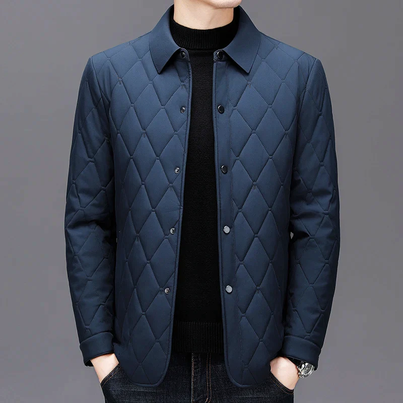 Men's padded jacket with diamond quilting pattern