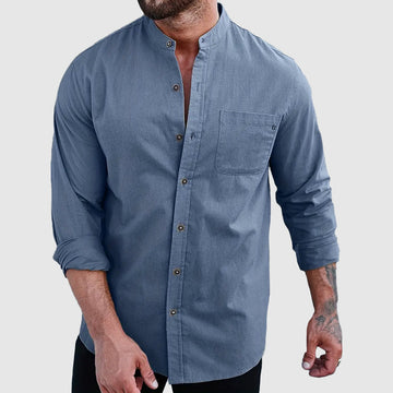 Men's long sleeve mandarin collar shirt