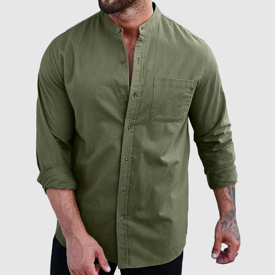 Men's long sleeve mandarin collar shirt