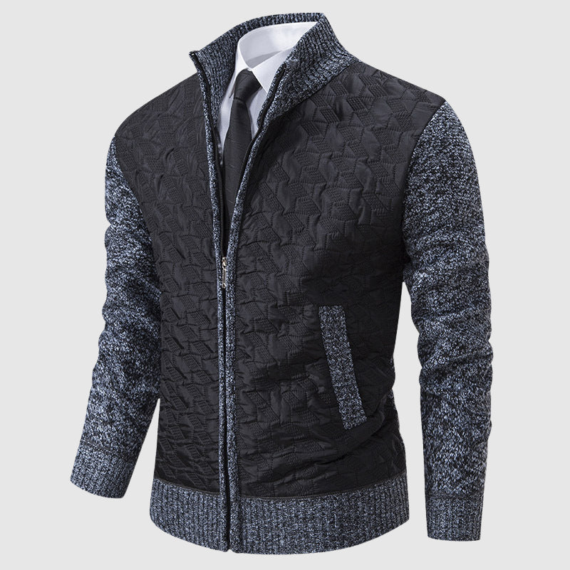 Men's slim fit quilted knit jacket