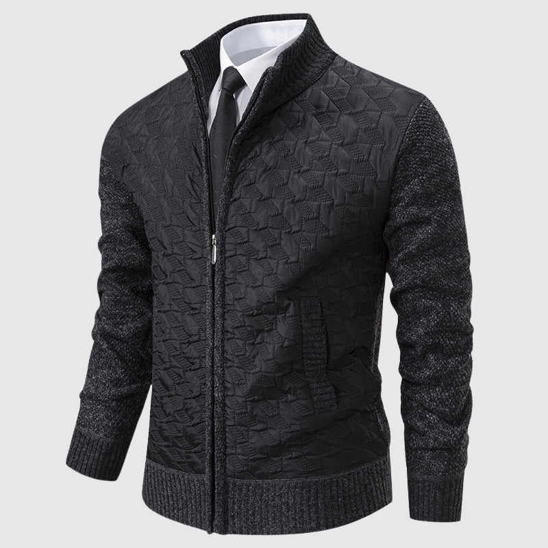 Men's slim fit quilted knit jacket