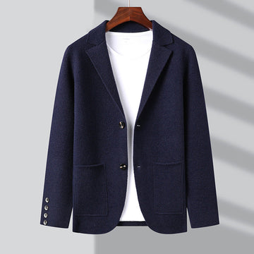 Men's cardigan jacket with notch lapel