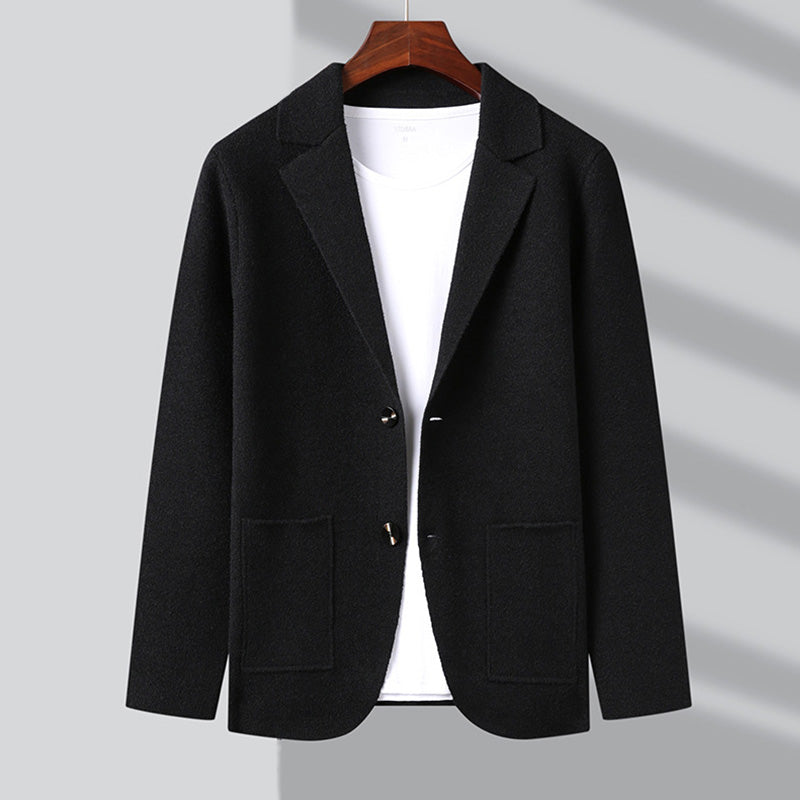 Men's cardigan jacket with notch lapel