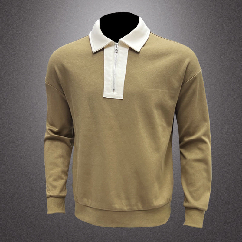 Men's lapel sweatshirt with half zip