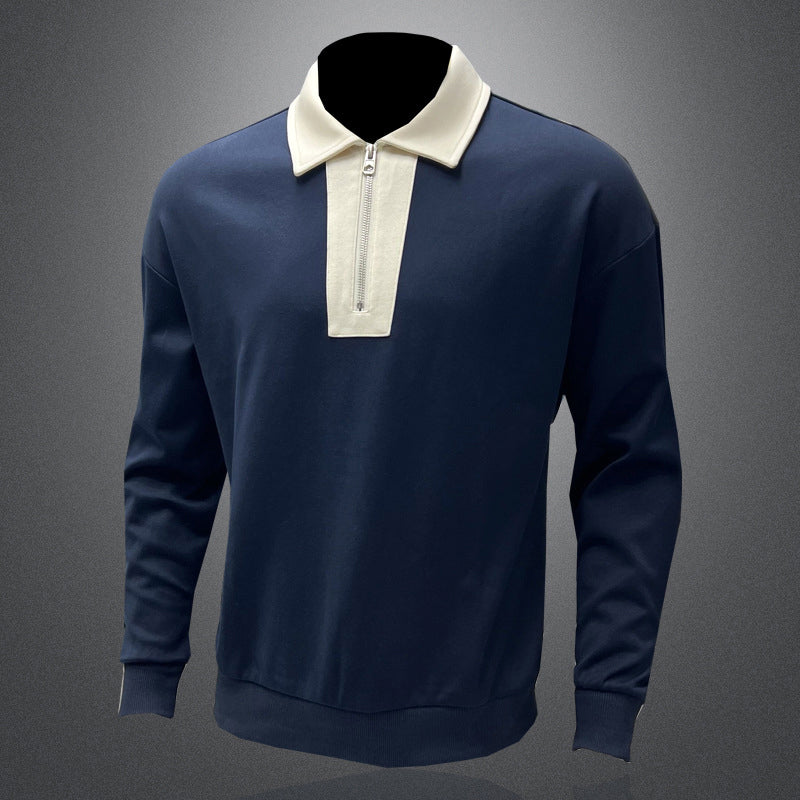 Men's lapel sweatshirt with half zip