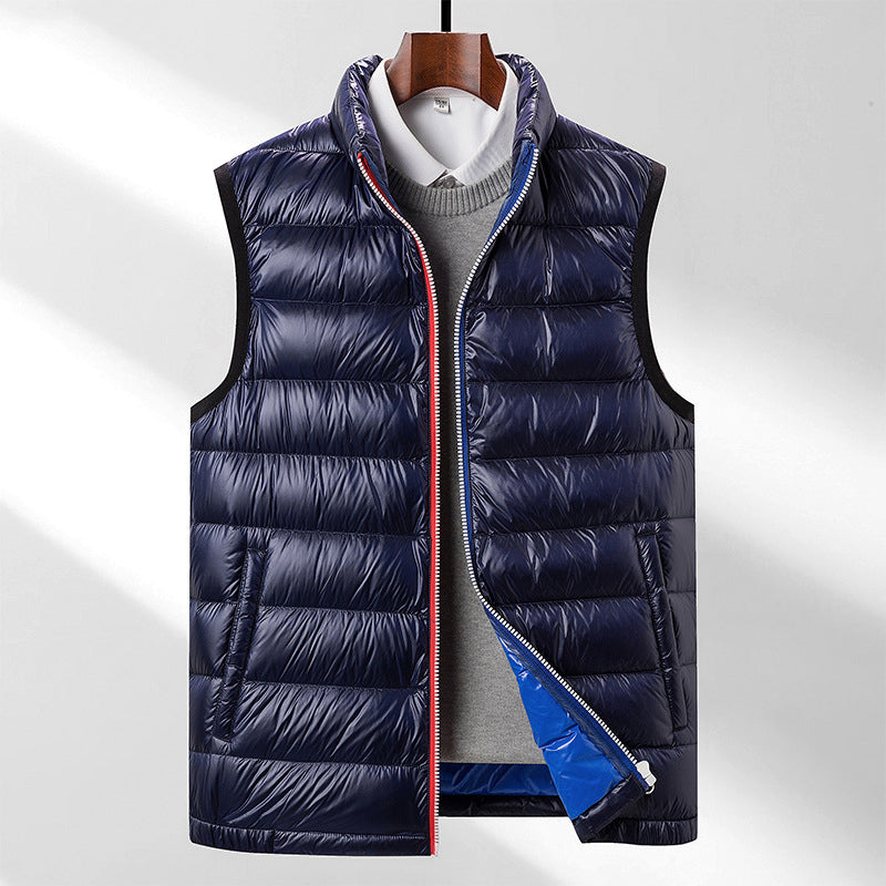 Men's sleeveless stand collar down vest