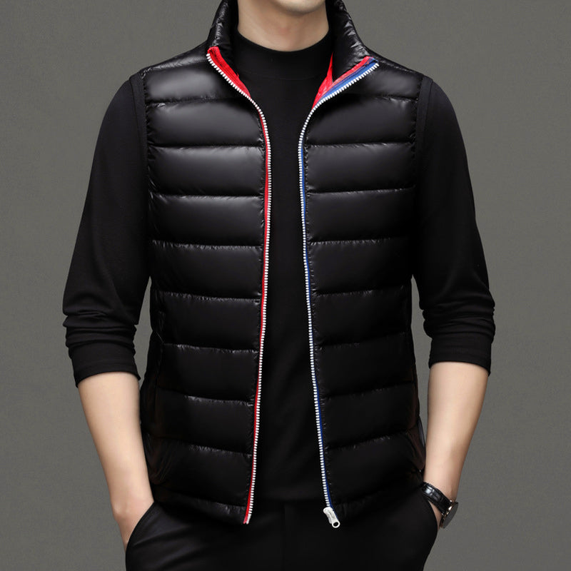 Men's sleeveless stand collar down vest