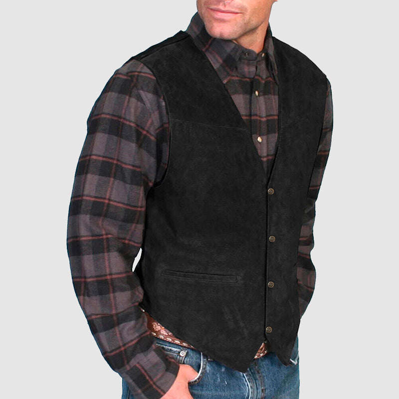 Men's western-style vest with contrast stitching