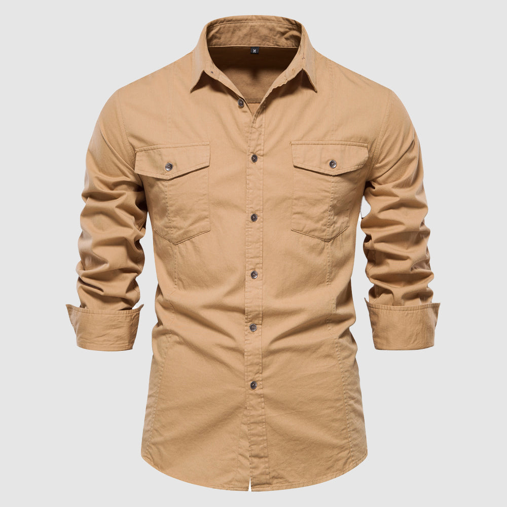 Men's autumn solid color long sleeve business shirt