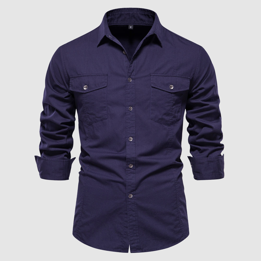 Men's autumn solid color long sleeve business shirt