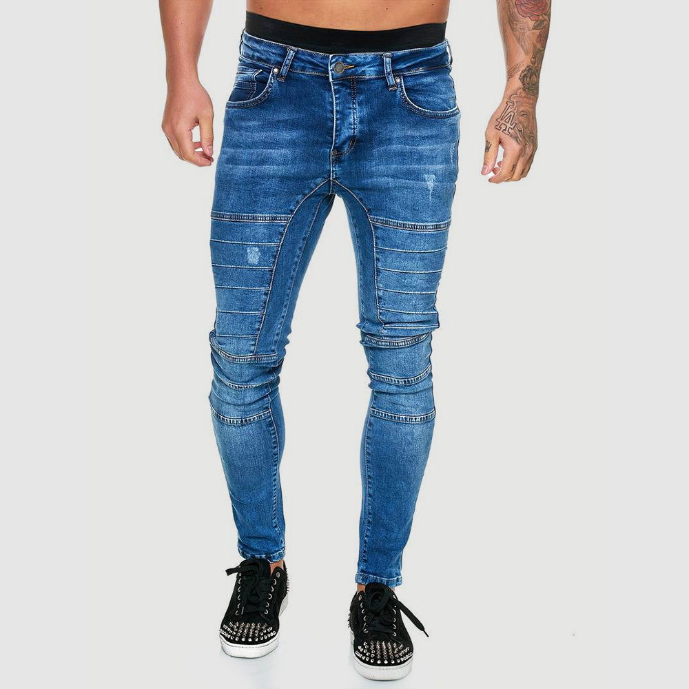 Men's skinny ripped hip hop casual jeans