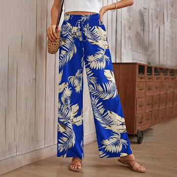 Leah - blue wide trousers with pattern