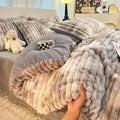 Plush Faux Fur Ribbed Comforter Set