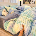 Plush Faux Fur Ribbed Comforter Set