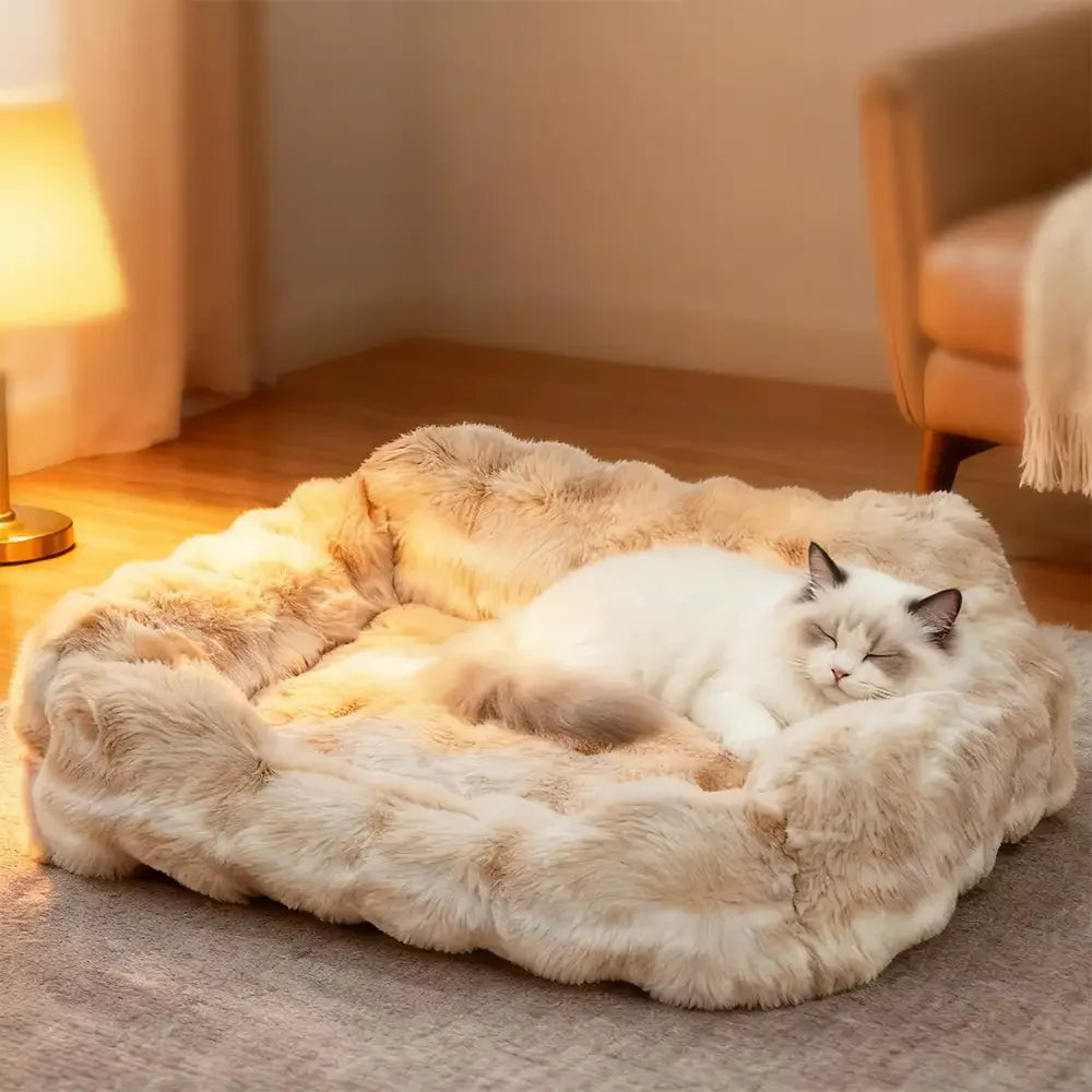 Faux Fur Low Entry Bolster Pet Bed