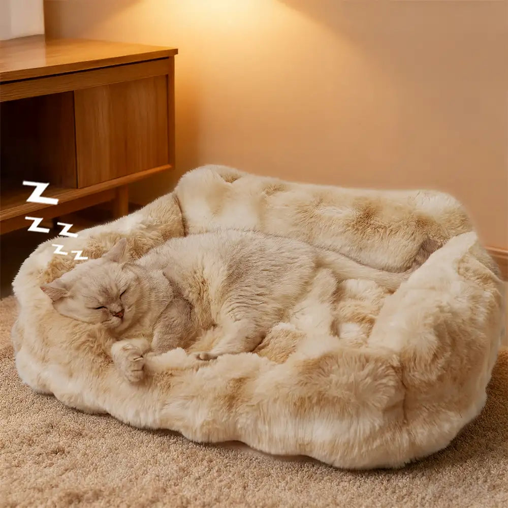 Faux Fur Low Entry Bolster Pet Bed