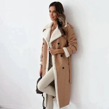 Women's urban chic double-breasted trench coat