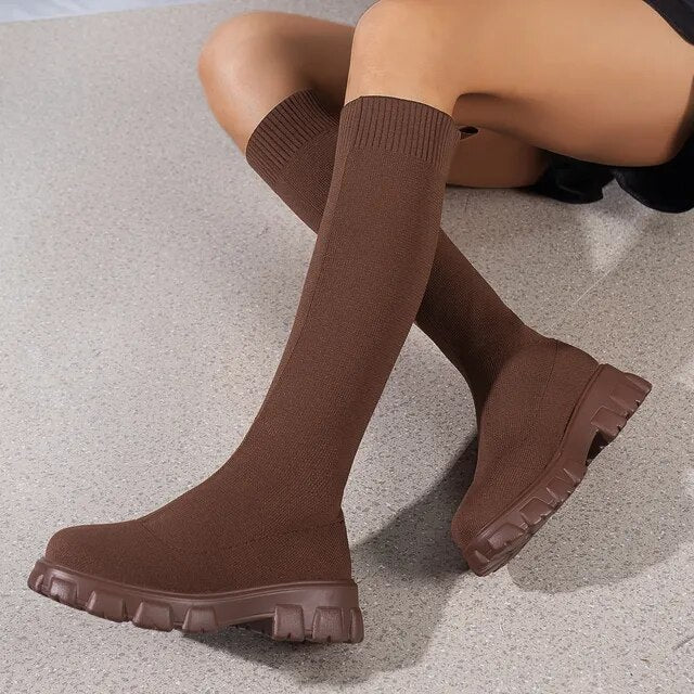 Women's knee-high sock boots