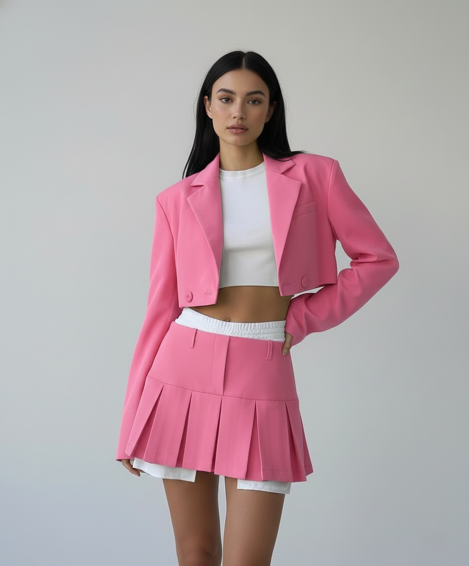 Siena - Elegant 3-Piece Pleated Skirt, Coat & Leggings Set