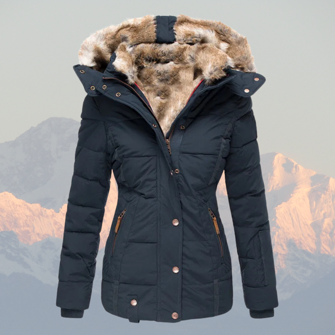 Women’s Down Puffer Jacket with Faux Fur Hood – Warm, Waterproof & Insulated Winter Coat
