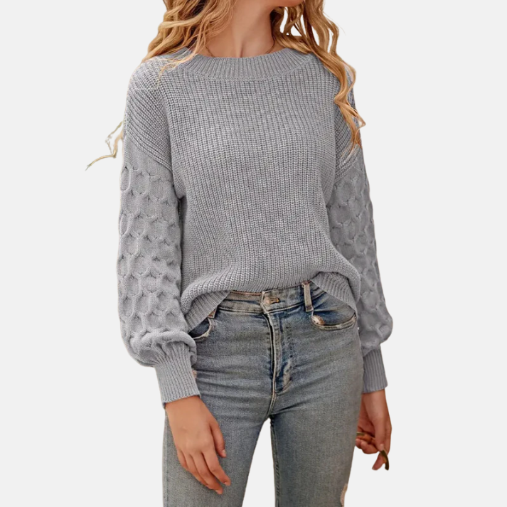 Olivia Pullover Sweater | Relaxed Fit Balloon Sleeve Sweater