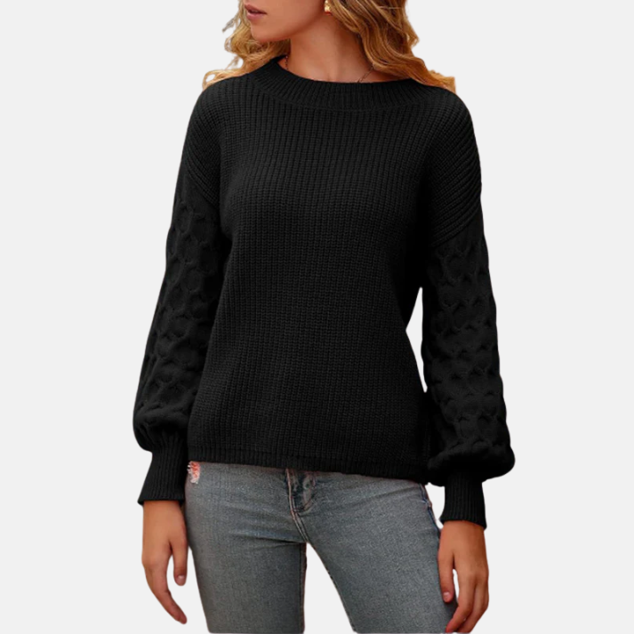 Olivia Pullover Sweater | Relaxed Fit Balloon Sleeve Sweater