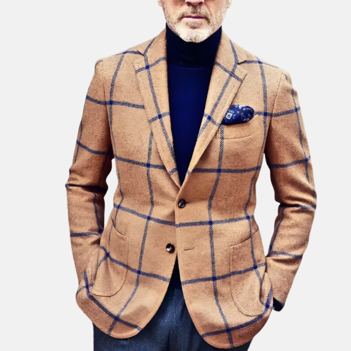 Sophisticated and textured plaid blazer for men