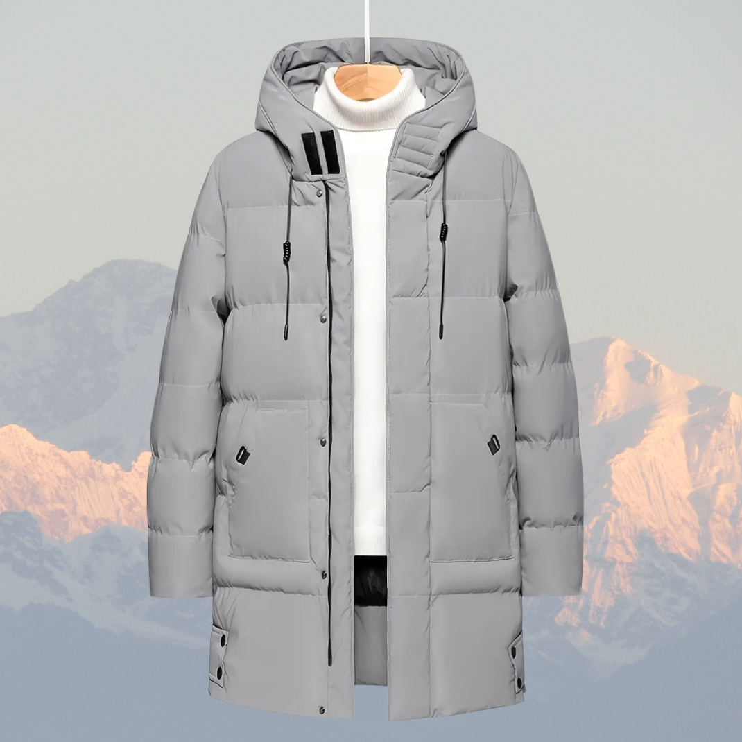 Men’s Long Winter Jacket – Warm, Water-Resistant, Hooded Puffer Coat