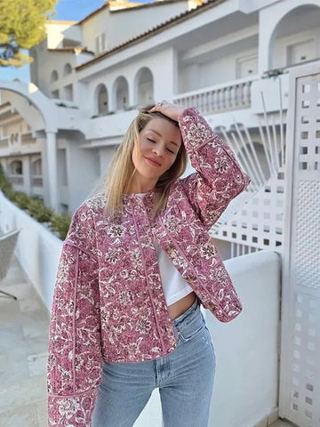 Women's floral quilted jacket for cozy days