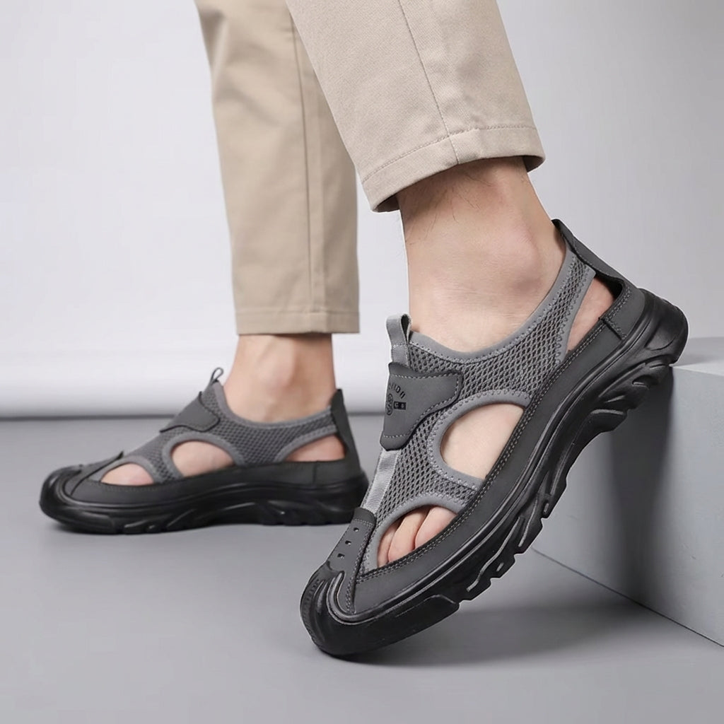 Men’s Breathable Comfort Sneakers with Textured Mesh and Lug Sole