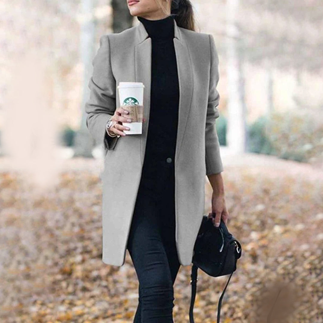 Women's classic collarless coat